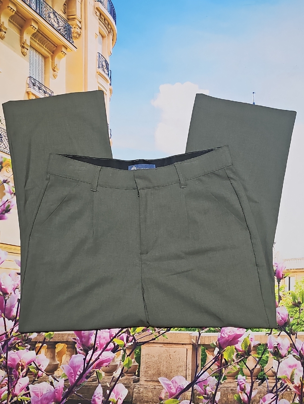 Democracy Olive Green Straight-Leg Pants Size 10P Ab Solution